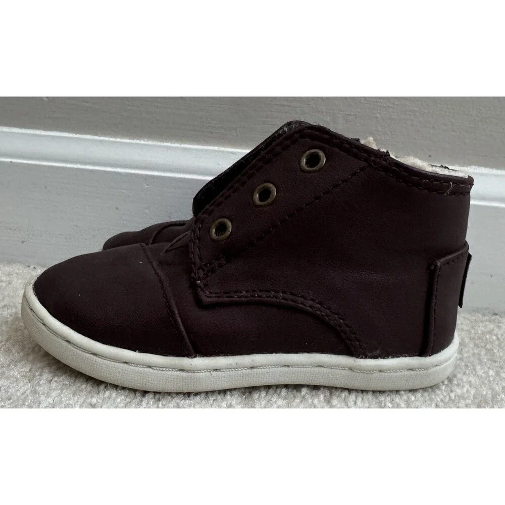 Toms Baby Paseo Mid Synthetic Leather Easy On/Off Fall Toddler 6 Burgundy